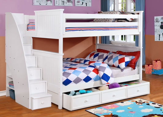 Kids Life Logan Full Over Full Bunk Bed with Stairs