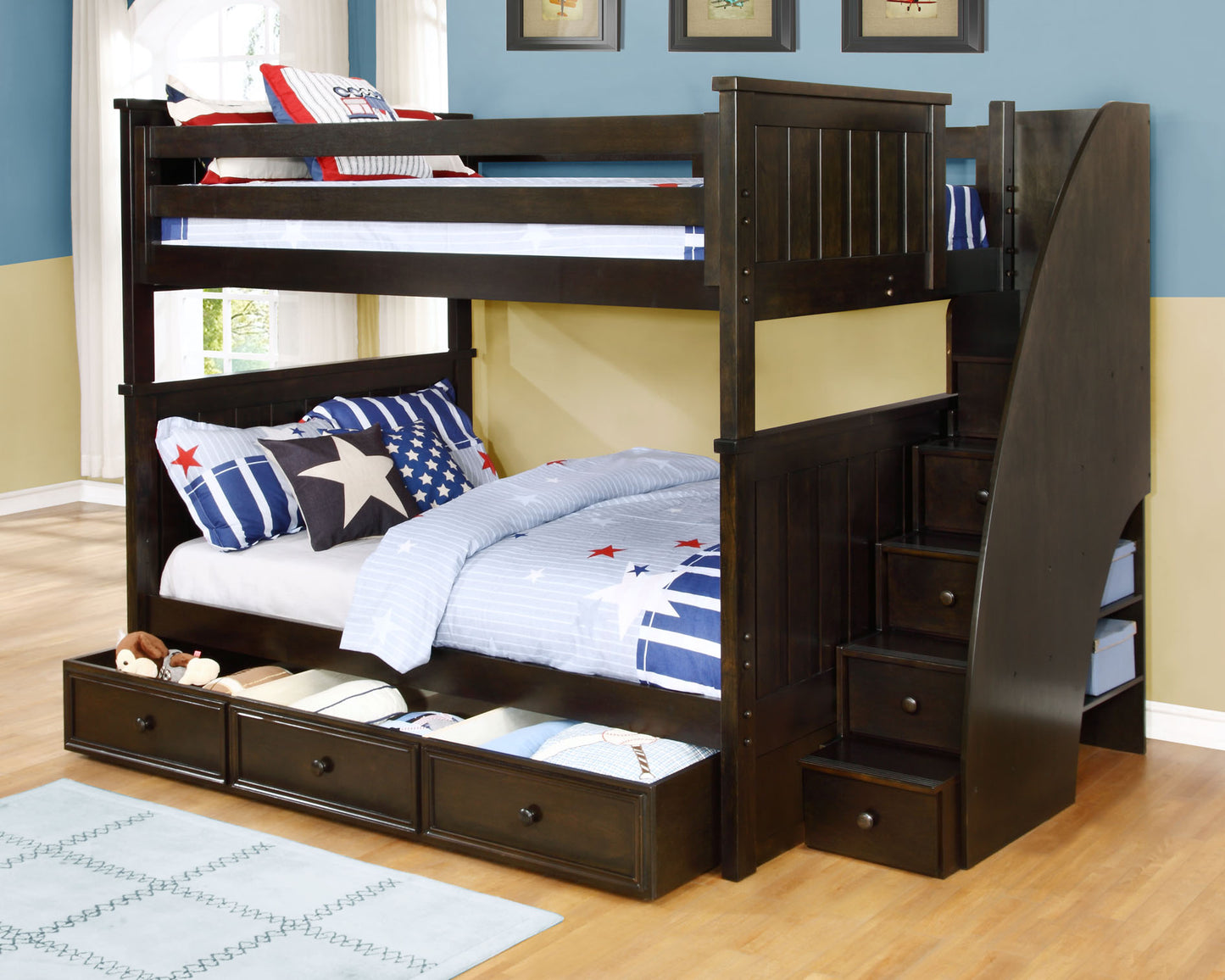 Kids Life Mason Full over Full Bunk Bed with Staircase