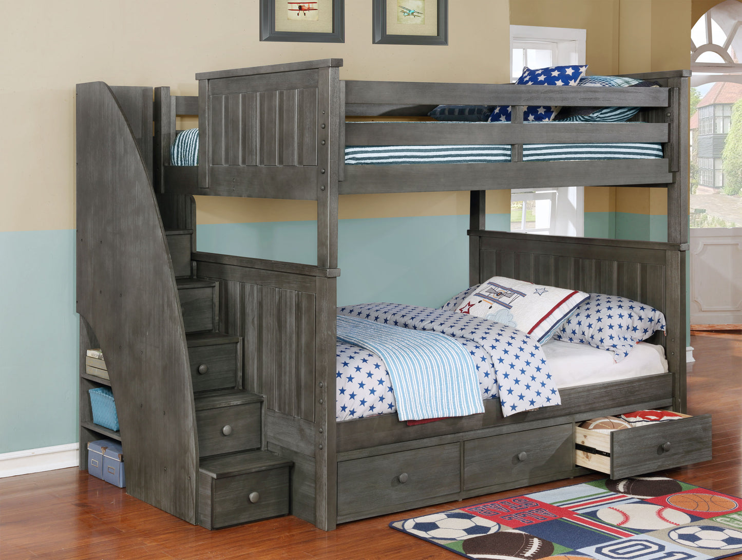 Kids Life Mason Full over Full Bunk Bed with Staircase