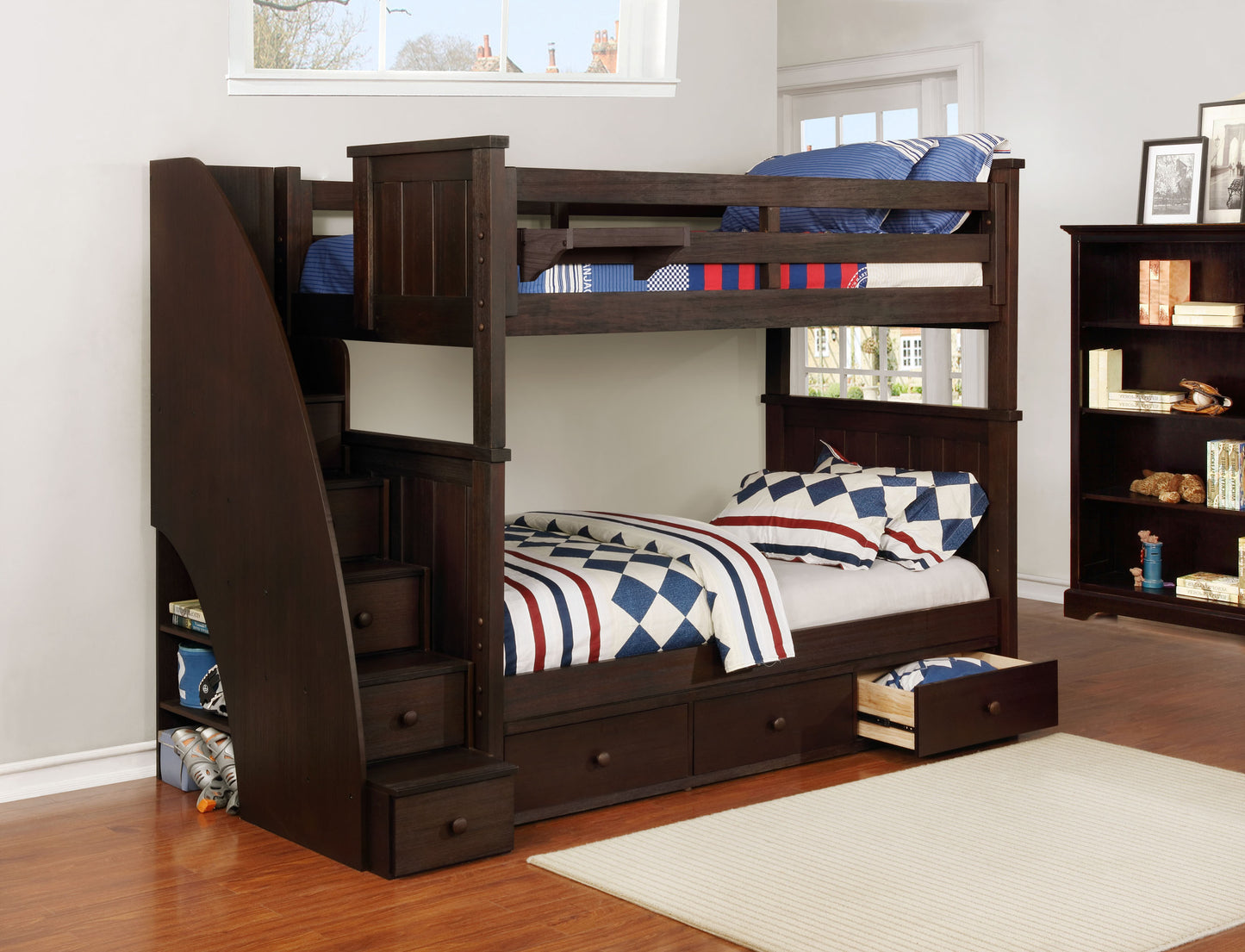 Kids Life Mason Twin over Twin Bunk Bed with Staircase