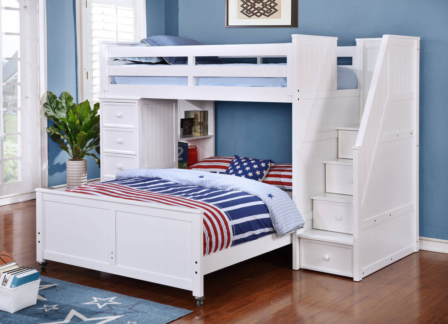 Kids Life Versatile Twin Over Full Loft Bed with Staircase