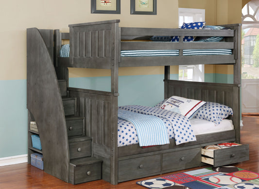 Kids Life Mason Full over Full Bunk Bed with Staircase