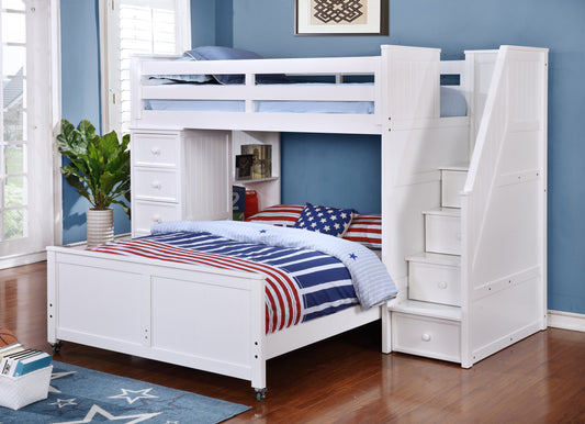 Kids Life Versatile Twin Over Full Loft Bed with Staircase